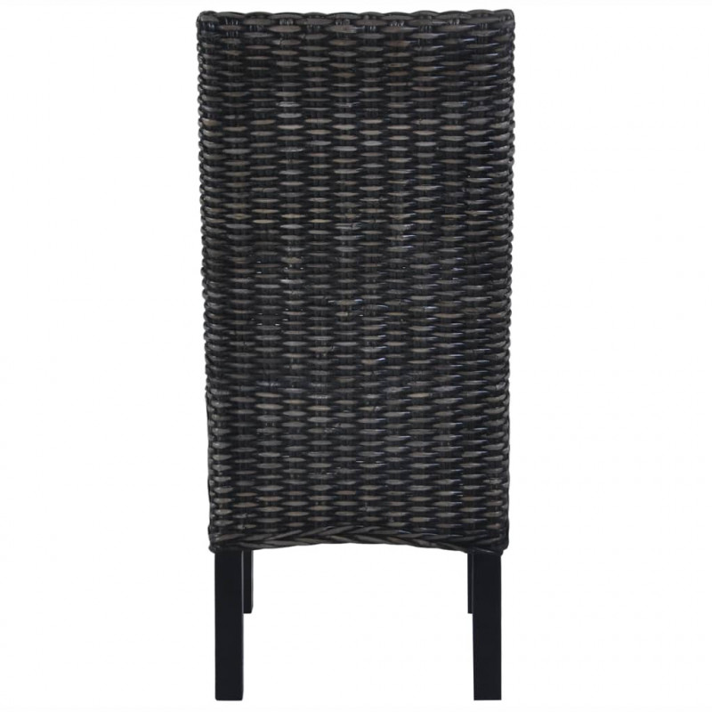 Krzesła stołowe, 4 szt., czarne, rattan Kubu i drewno mango