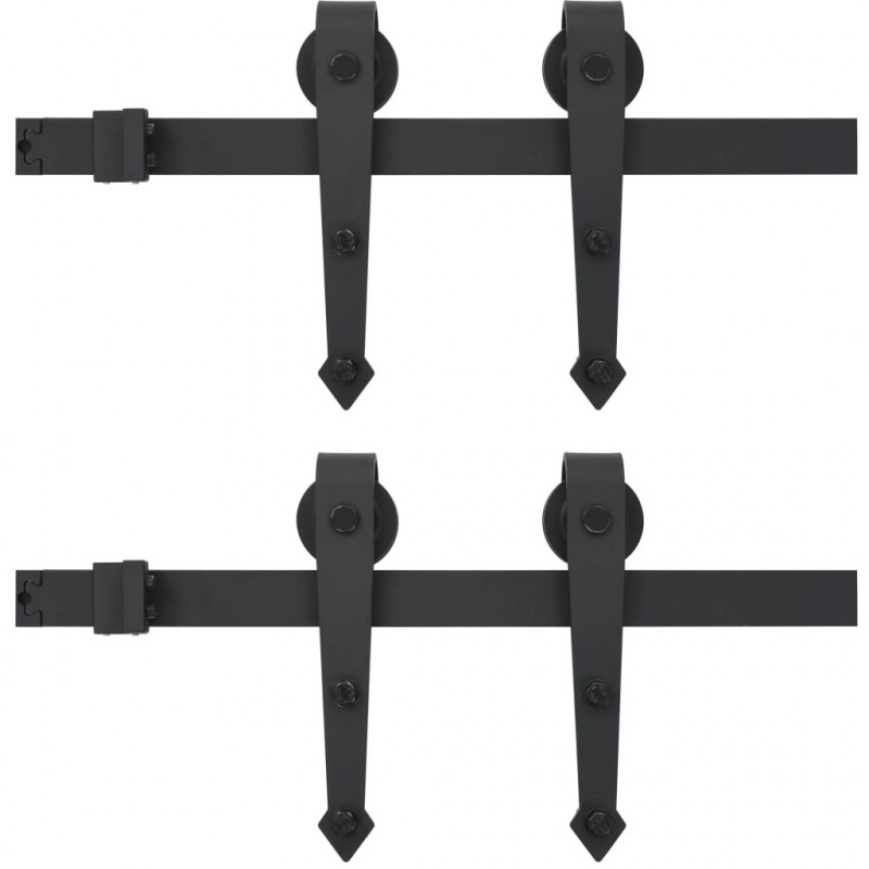 System do mocowania drzwi przesuwnych, 2 x 183 cm, stal, czarny