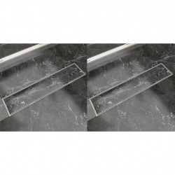 Odpływ prysznicowy liniowy, 2 szt., 530x140 mm, stal nierdzewna
