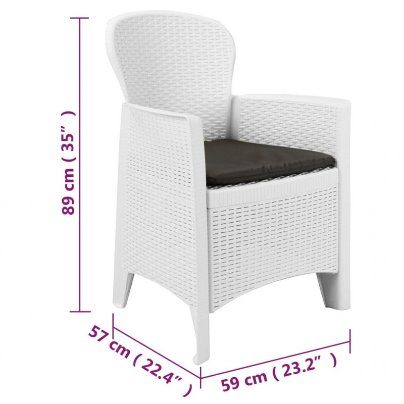 3-częściowy zestaw mebli bistro, biały, rattan z tworzywa