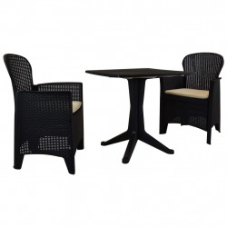 3-częściowy zestaw mebli bistro, antracytowy, rattan z tworzywa