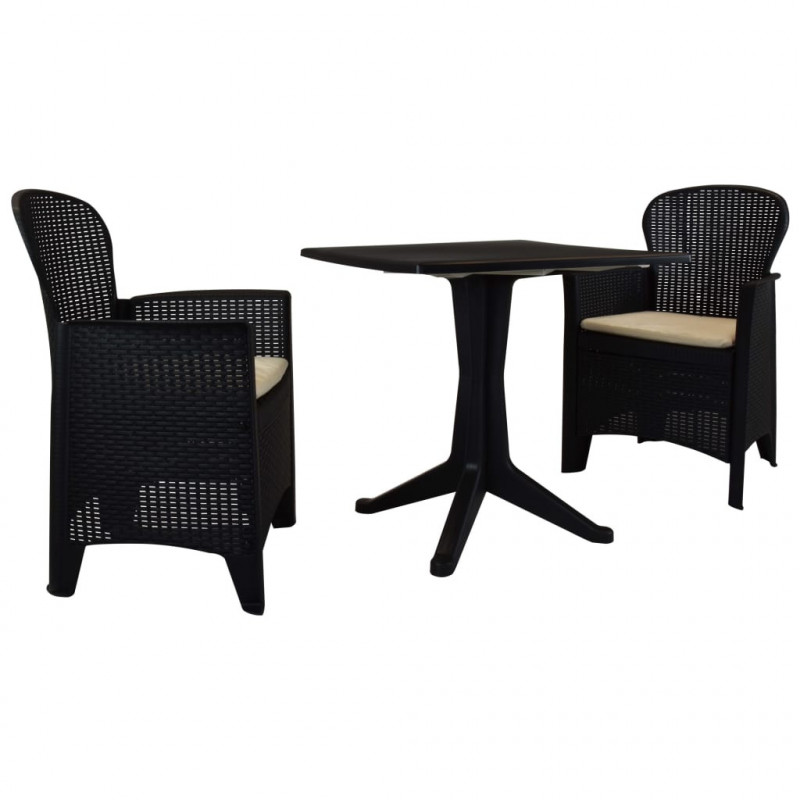 3-częściowy zestaw mebli bistro, antracytowy, rattan z tworzywa