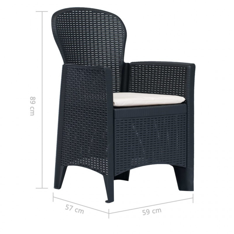 5-cz. zestaw mebli ogrodowych, antracytowy, rattan z tworzywa