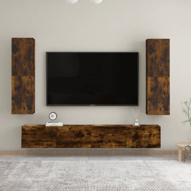 Wisząca szafka telewizyjna, przydymiony dąb, 30,5x30x110 cm