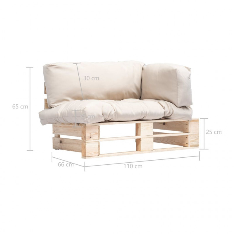 Sofa ogrodowa z palet z piaskowymi poduszkami, sosna