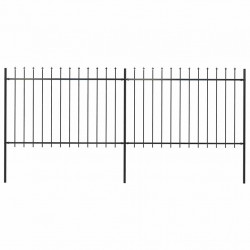 Ogrodzenie z prętów z grotami, stalowe, 3,4 x 1,2 m, czarne