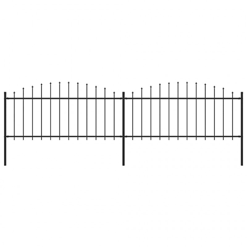 Panele ogrodzeniowe z grotami, stal, (0,5-0,75) x 3,4 m, czarne