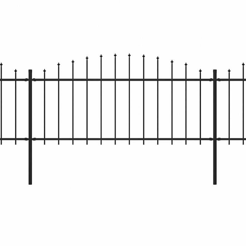Panele ogrodzeniowe z grotami, stal, (0,5-0,75) x 3,4 m, czarne