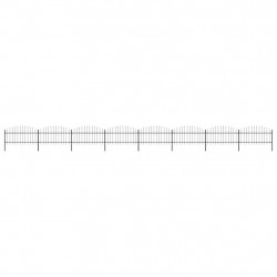 Panele ogrodzeniowe z grotami, stal, (1-1,25) x 13,6 m, czarne