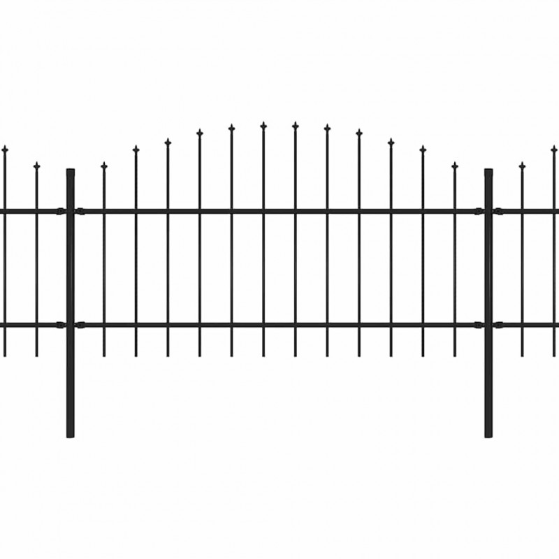 Panele ogrodzeniowe z grotami, stal, (1-1,25) x 13,6 m, czarne