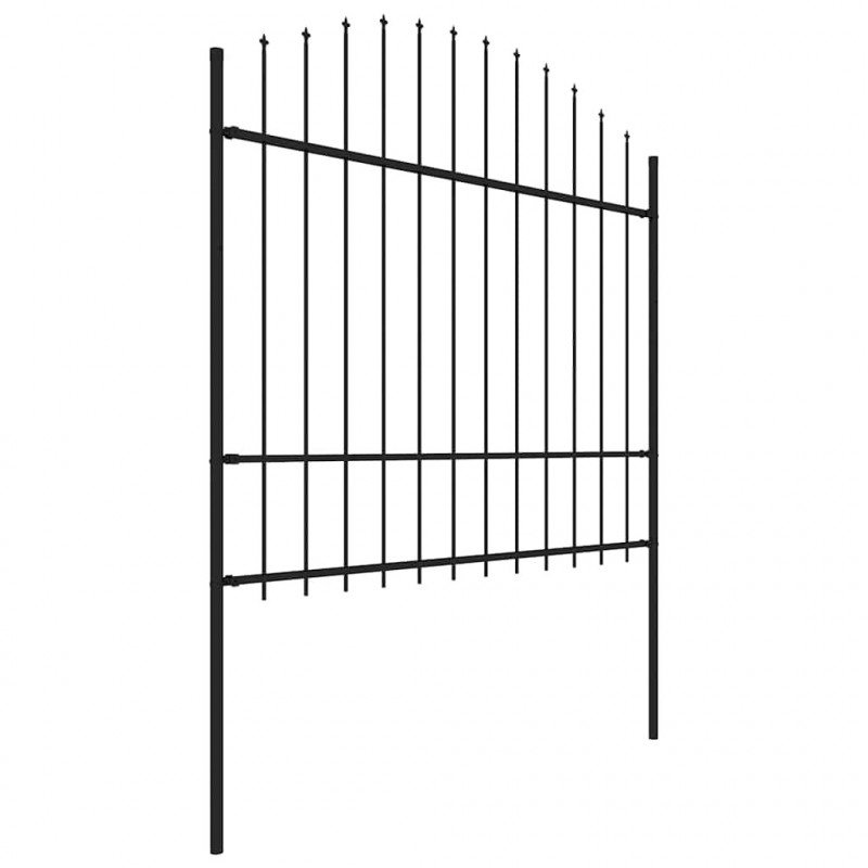 Ogrodzenie ogrodowe z włócznią, stalowe, 892,5 x 175 cm, czarne