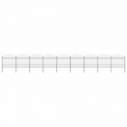 Panele ogrodzeniowe z grotami, stal, (1,5-1,75) x 15,3 m, czarne