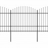 Panele ogrodzeniowe z grotami, stal, (1,5-1,75) x 15,3 m, czarne