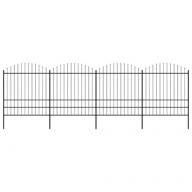 Ogrodzenie ogrodowe z włócznią, stalowe, 714,5 x 200 cm, czarne