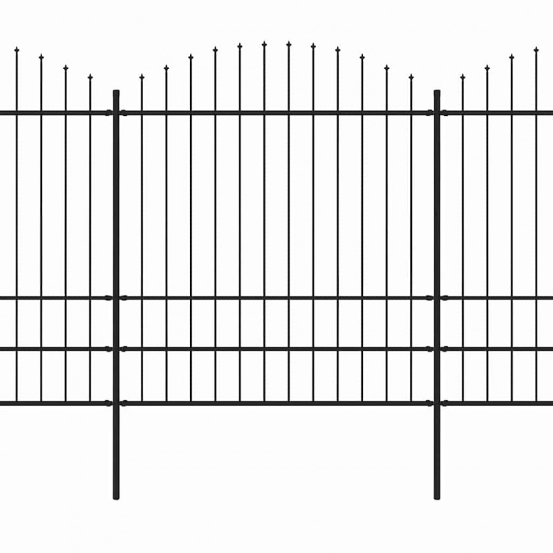 Ogrodzenie ogrodowe z włócznią, stalowe, 714,5 x 200 cm, czarne