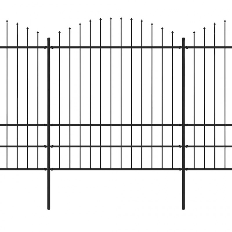 Ogrodzenie ogrodowe z włócznią, stalowe, 1070x200 cm, czarne