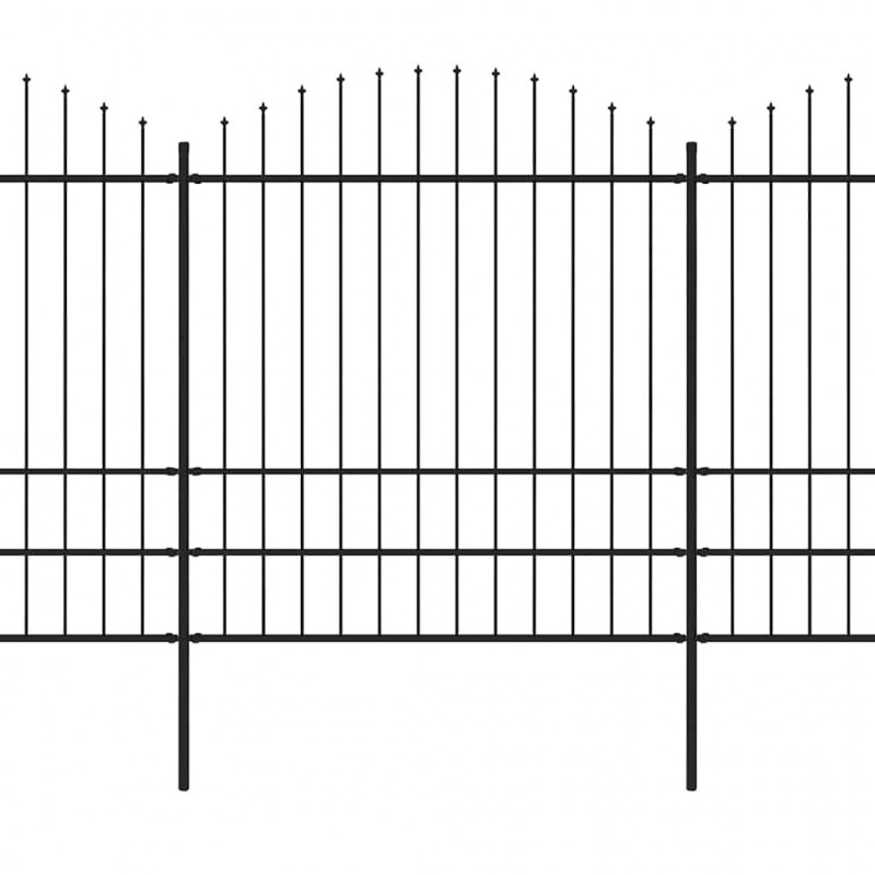 Ogrodzenie ogrodowe z włócznią, stalowe, 1248 x 200 cm, czarne