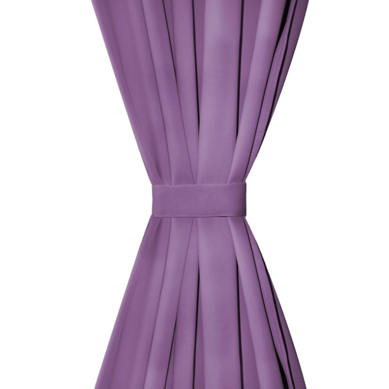 Zasłony z mikrosatyny, 2 szt., z pętelkami, 140x245 cm, liliowe