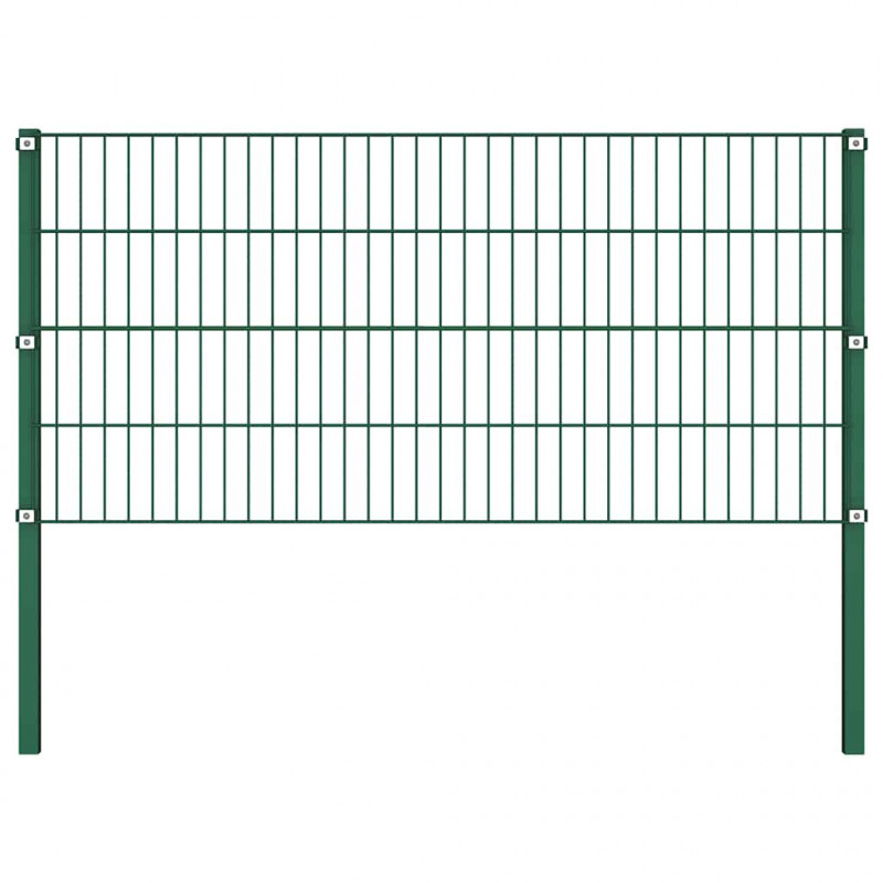 Panel ogrodzeniowy ze słupkami żelaznymi 1385x80 cm zielony