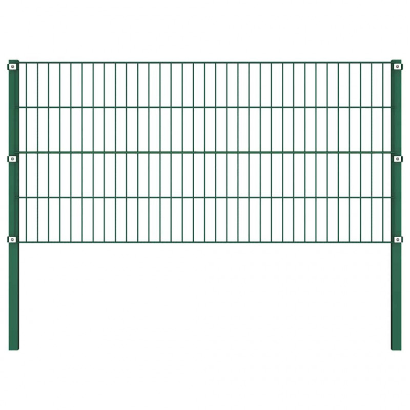 Panel ogrodzeniowy ze słupkami żelaznymi 1730x80 cm zielony