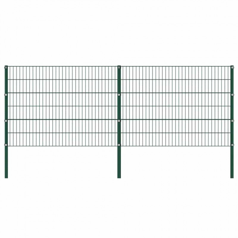 Panel ogrodzeniowy ze słupkami żelaznymi 349x120 cm zielony