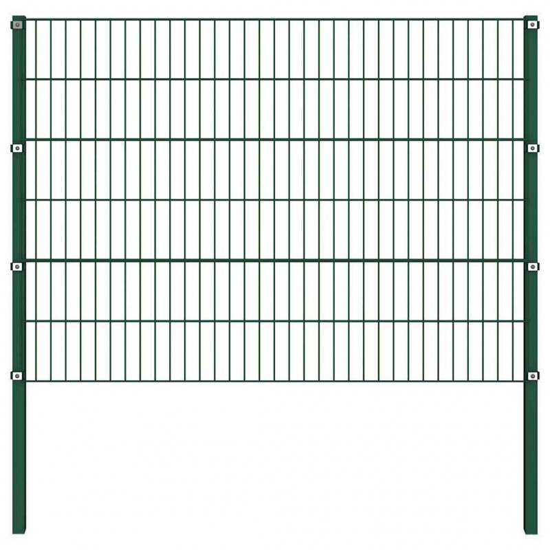 Panel ogrodzeniowy ze słupkami żelaznymi 694,5x120 cm zielony