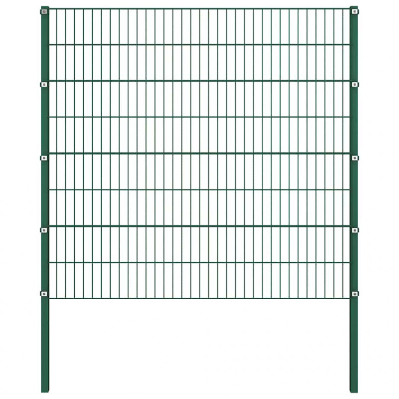 Panel ogrodzeniowy ze słupkami żelaznymi 694,5x160 cm zielony