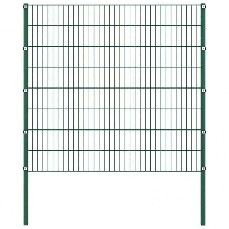 Panel ogrodzeniowy ze słupkami żelaznymi 1212x160 cm zielony
