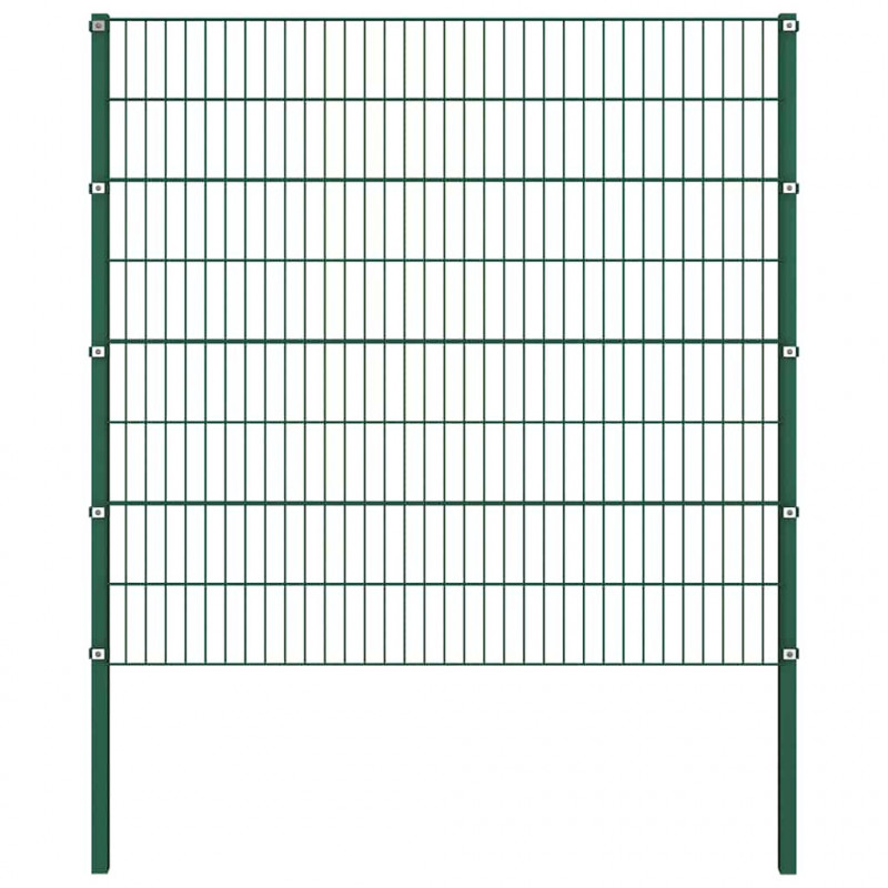 Panel ogrodzeniowy ze słupkami żelaznymi 1385x160 cm zielony
