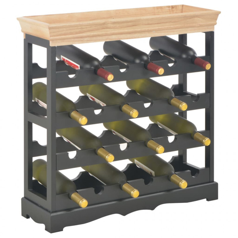 Szafka na wino, czarna, 70x22,5x70,5 cm, MDF