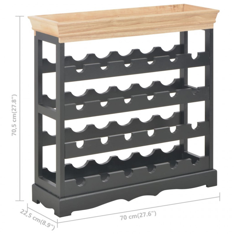 Szafka na wino, czarna, 70x22,5x70,5 cm, MDF