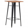 Stolik barowy, czarny, 60x60x108 cm, lite drewno sosnowe i stal