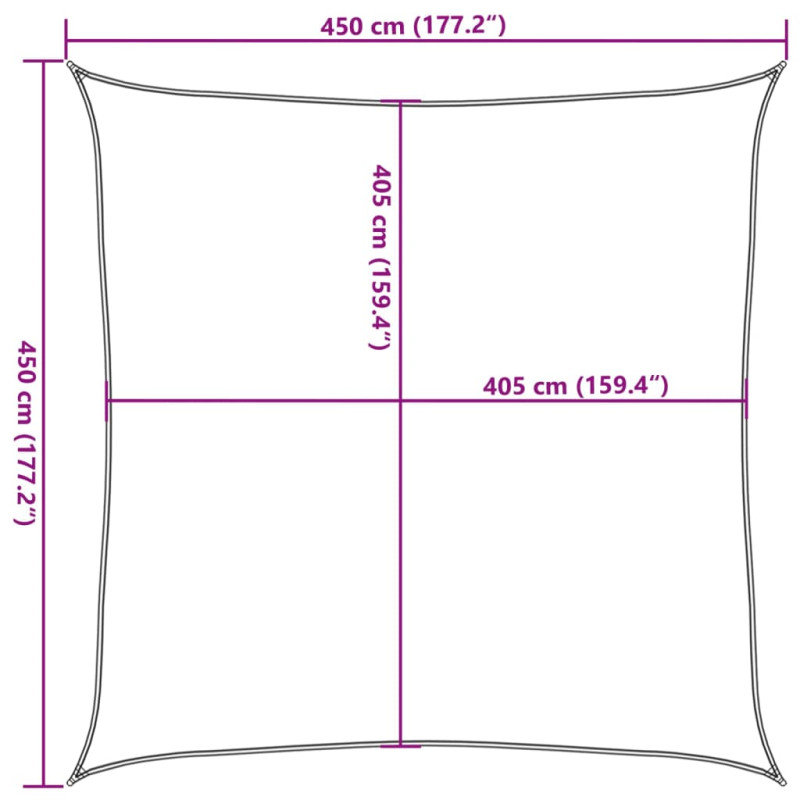 Żagiel przeciwsłoneczny 160 g/m², jasnozielony, 4,5x4,5 m, HDPE