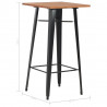 Stolik barowy, czarny, 60x60x108 cm, lite drewno sosnowe i stal