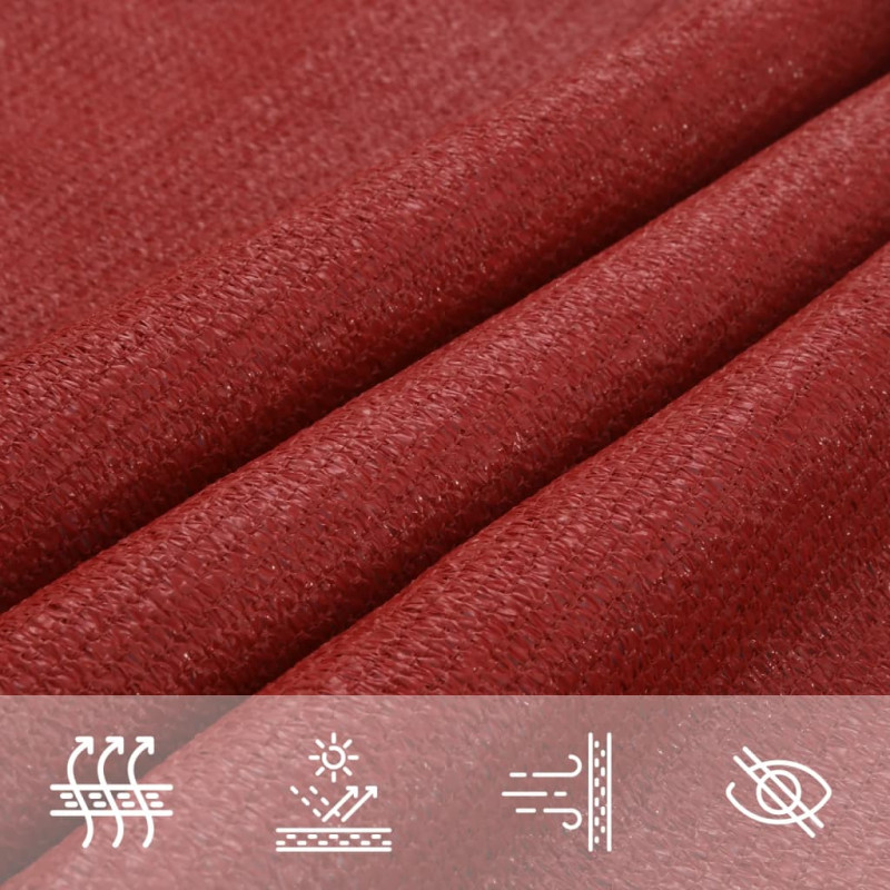 Żagiel przeciwsłoneczny, 160 g/m², czerwony, 2x5 m, HDPE