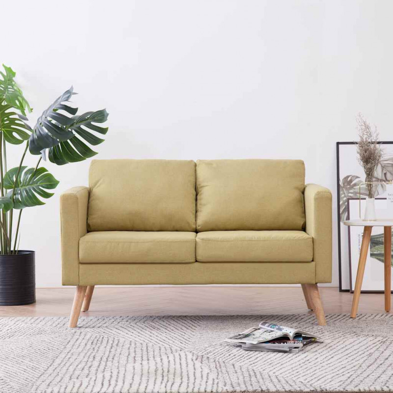 2-osobowa sofa tapicerowana tkaniną, zielona