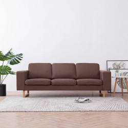 3-osobowa sofa tapicerowana tkaniną, brązowa