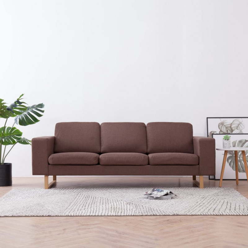 3-osobowa sofa tapicerowana tkaniną, brązowa