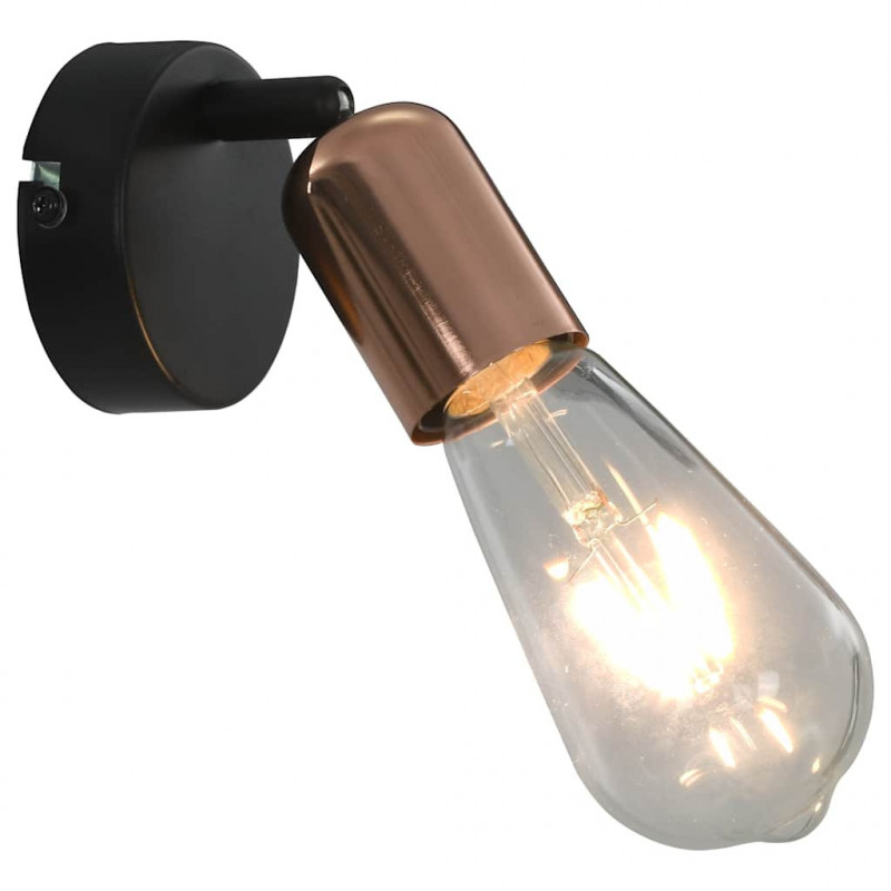 Lampy, 2 szt., żarówki żarnikowe 2 W, czarno-miedziane, E27