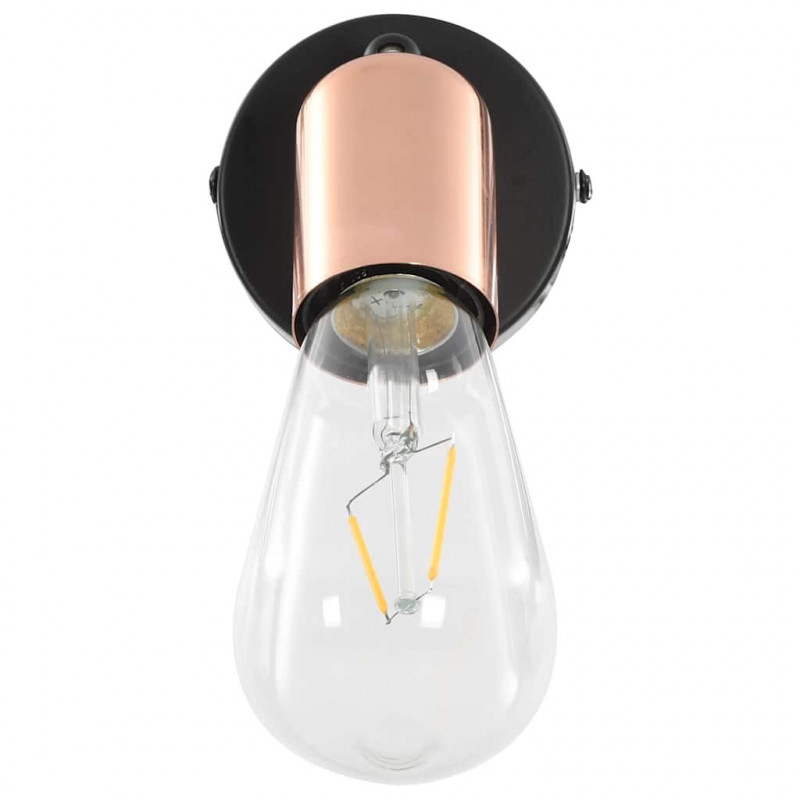Lampy, 2 szt., żarówki żarnikowe 2 W, czarno-miedziane, E27