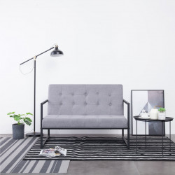 2-osobowa sofa z podłokietnikami, jasnoszara, stal i tkanina