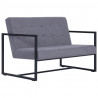 2-osobowa sofa z podłokietnikami, jasnoszara, stal i tkanina