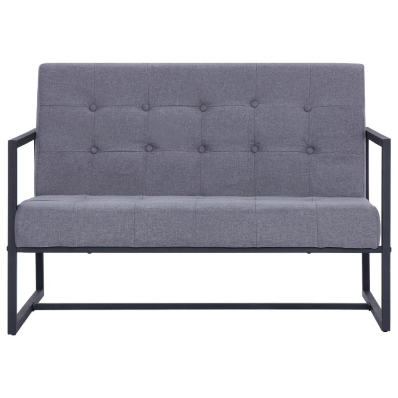 2-osobowa sofa z podłokietnikami, jasnoszara, stal i tkanina