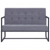 2-osobowa sofa z podłokietnikami, jasnoszara, stal i tkanina