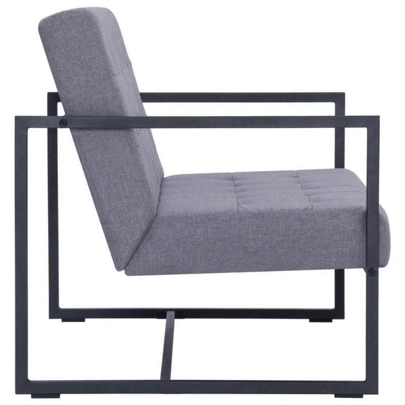 2-osobowa sofa z podłokietnikami, jasnoszara, stal i tkanina