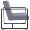 2-osobowa sofa z podłokietnikami, jasnoszara, stal i tkanina