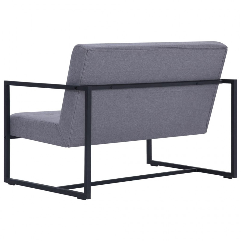 2-osobowa sofa z podłokietnikami, jasnoszara, stal i tkanina