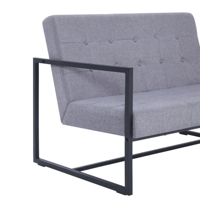 2-osobowa sofa z podłokietnikami, jasnoszara, stal i tkanina