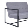 2-osobowa sofa z podłokietnikami, jasnoszara, stal i tkanina