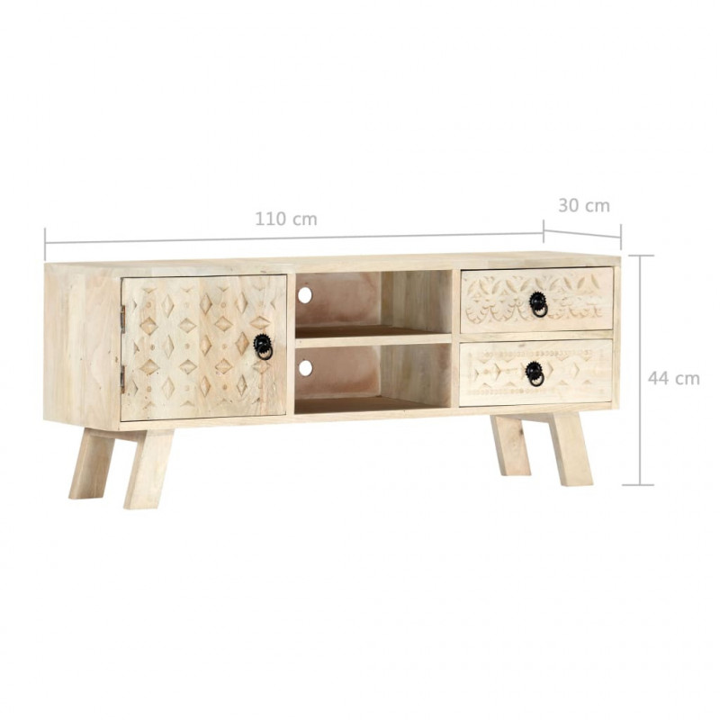 Szafka pod TV, 110 x 30 x 44 cm, lite drewno mango